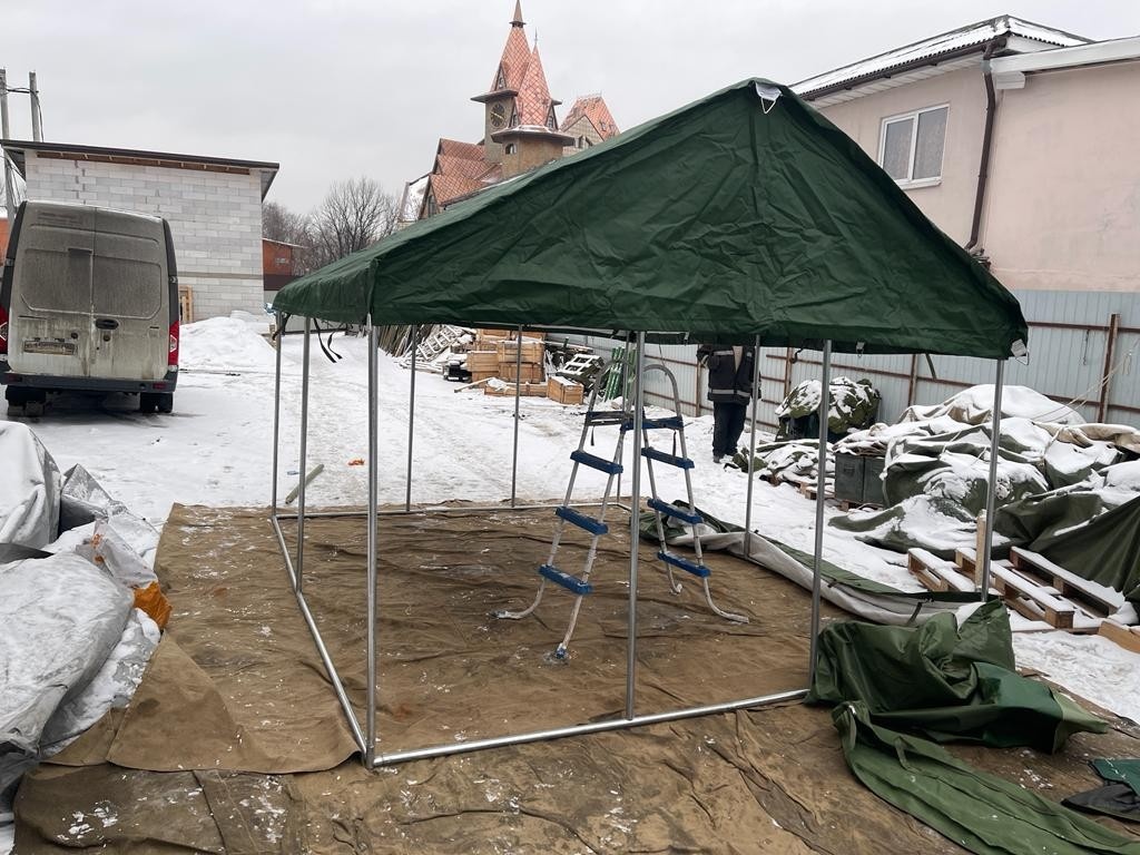 Палатка Каркасная утепленная зеленого цвета 3х4